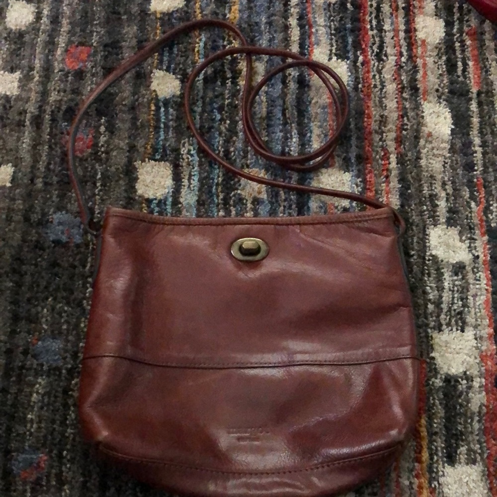 Margot leather crossbody bag. Maroon. Some wear. See photos.  GUC